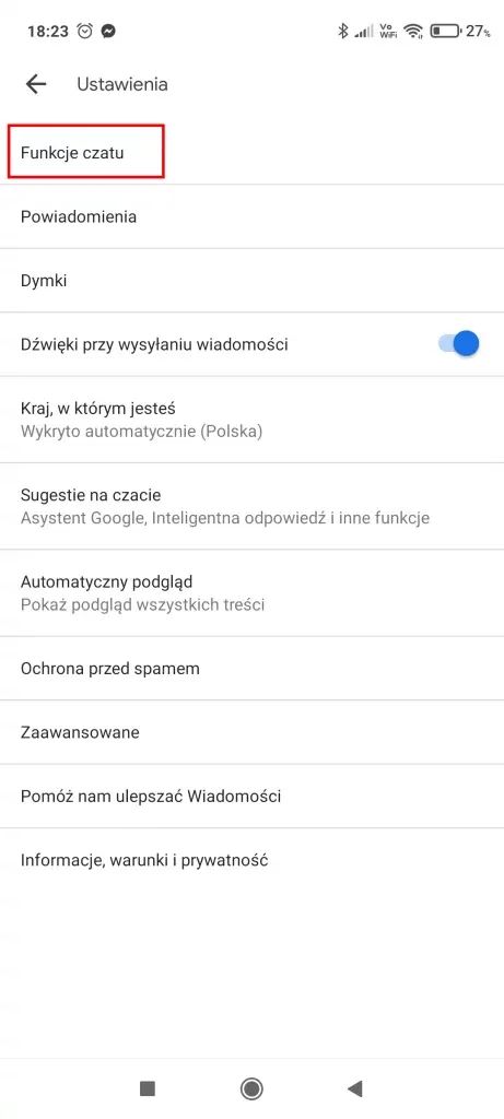 Ustawienia funkcji czatu w aplikacji Wiadomości