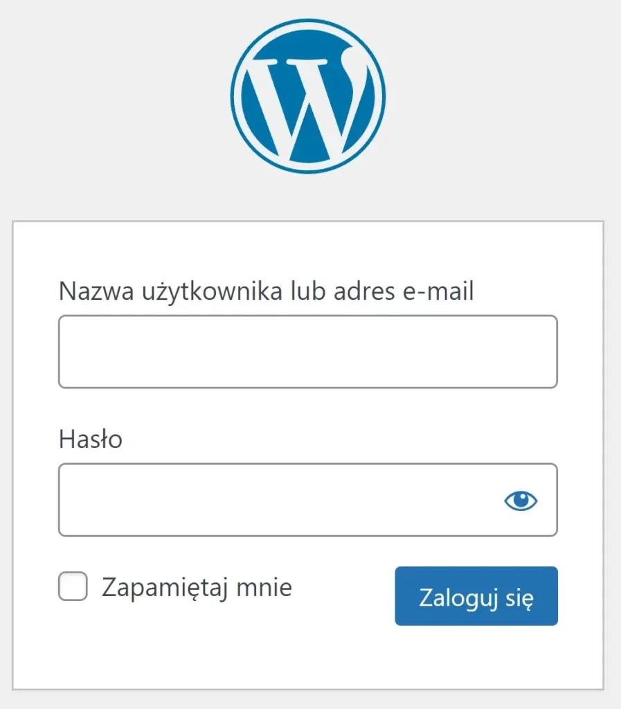 Ekran logowania z polem na nazwę użytkownika i hasło